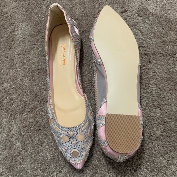 XYD Women Elegant Pointed Toe Rhinestone Flats - Picture 11 of 14